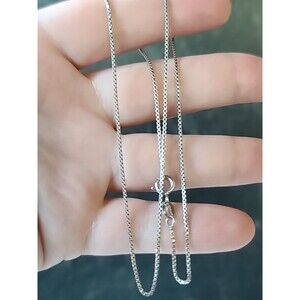 925 Sterling Silver Box Chain Necklace Vintage Italy, READ Description